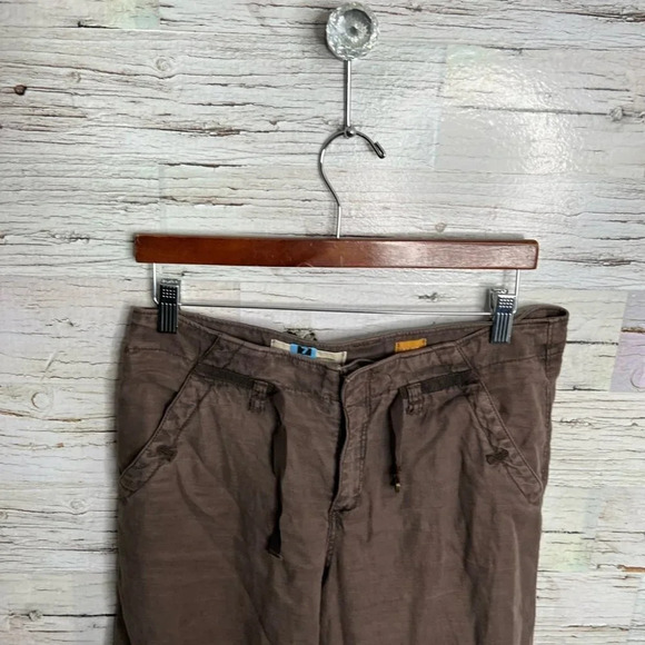Anthropologie pilcro & the  letterpress brown wide leg crop linen pants size 27 - Picture 3 of 10